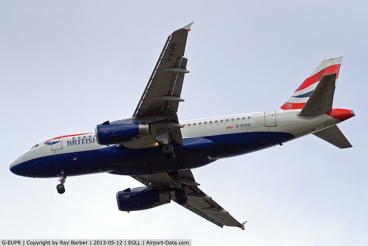 G-EUPR, 2000 Airbus A319-131 C/N 1329, Airbus A319-131 [1329] (British Airways) Home~G 12/05/2013. On approach 27R.