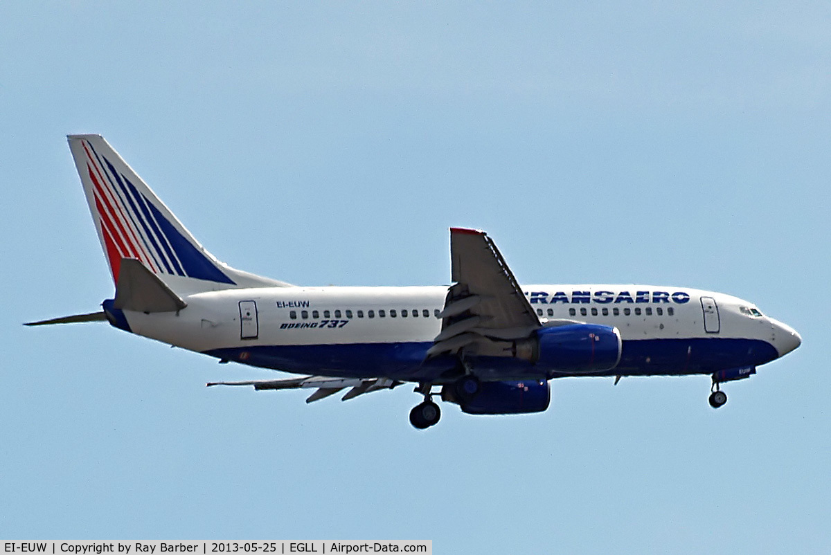 EI-EUW, 2004 Boeing 737-7Q8 C/N 29350, Boeing 737-7Q8 [29350] (Transaero Airlines) Home~G 25/05/2013. On approach 27L.