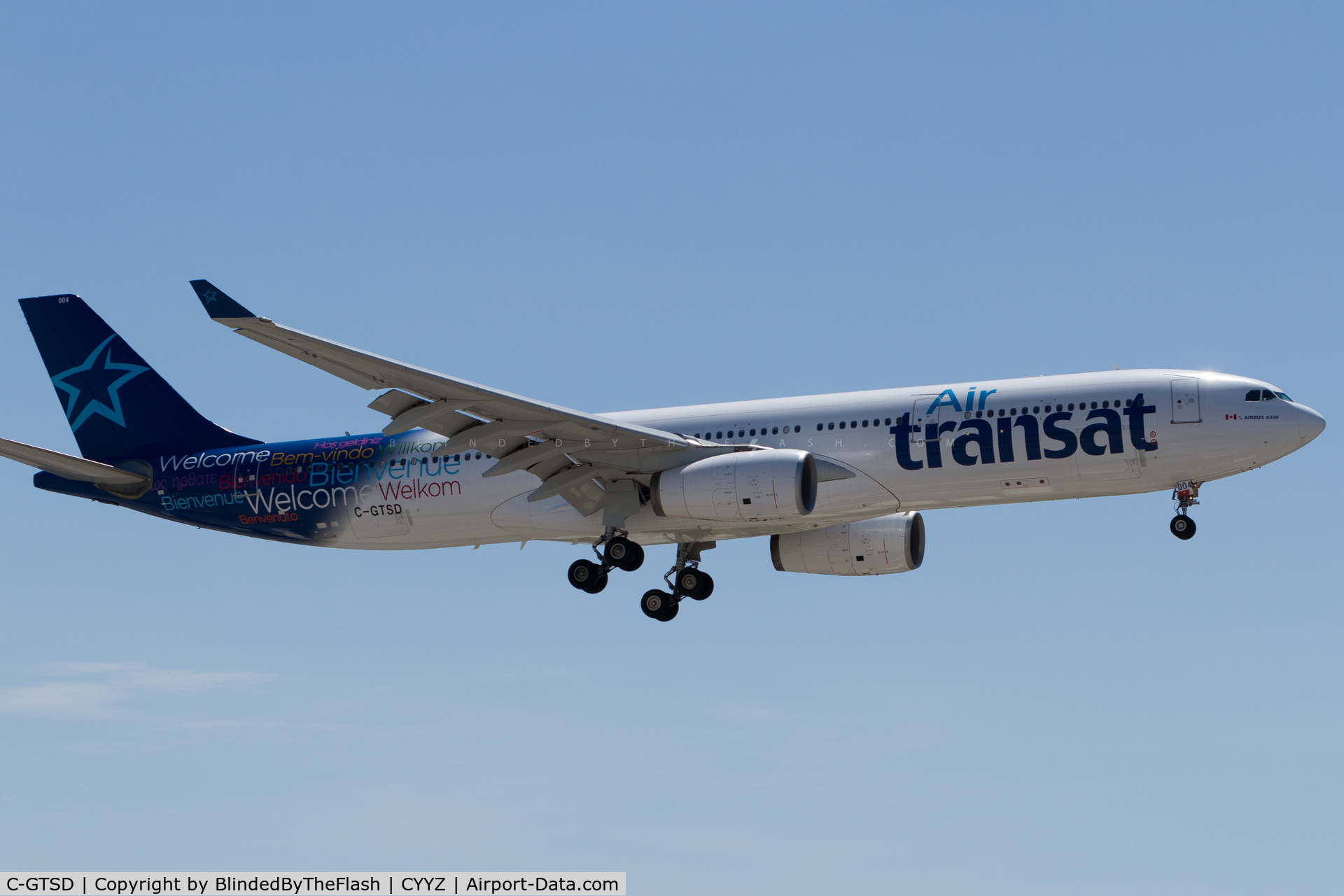 C-GTSD, 2001 Airbus A330-343X C/N 407, On short final for runway 23 at Toronto Pearson