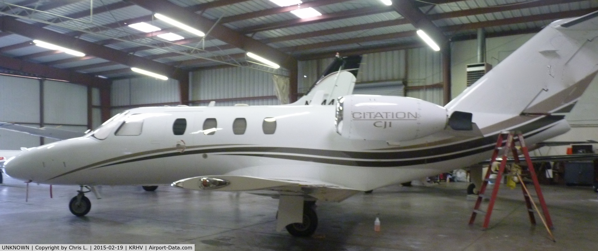 UNKNOWN, Miscellaneous Various C/N unknown, A rare and local Cessna Citation jet 1 is the only locally based airplane inside the Lafferty Aircraft Sales hangar.