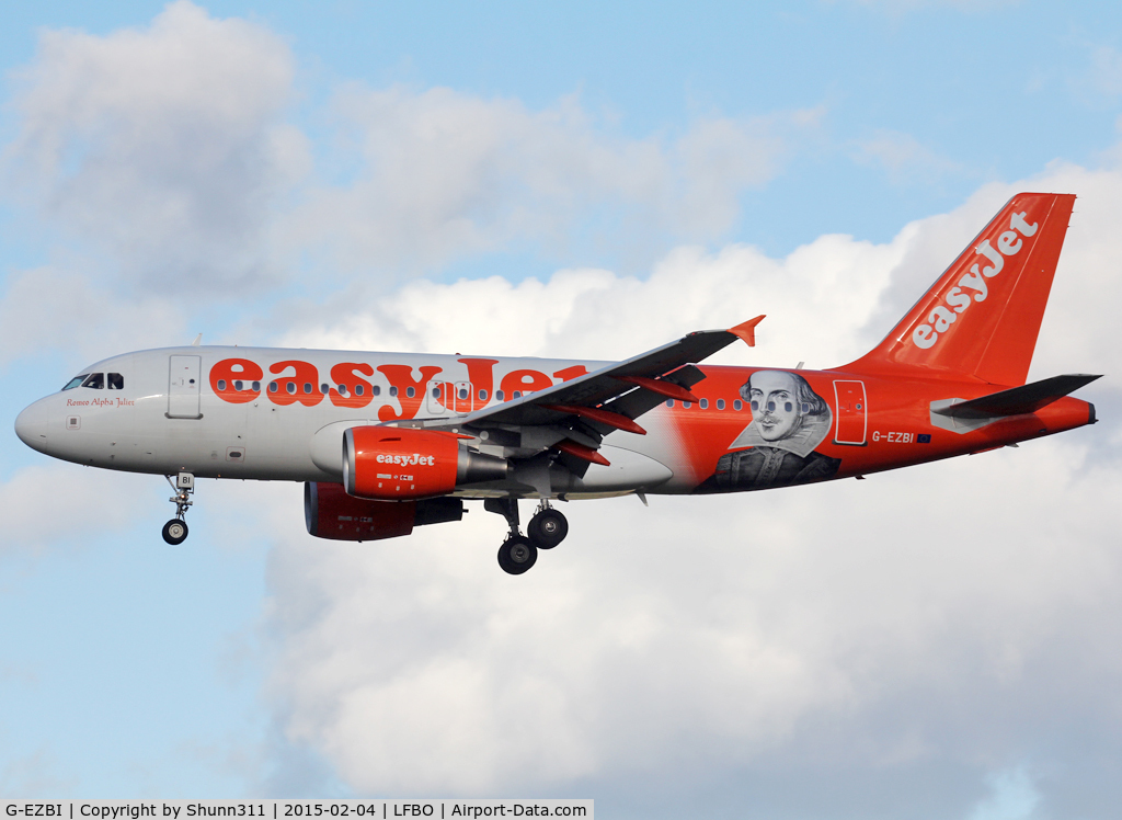 G-EZBI, 2006 Airbus A319-111 C/N 3003, Landing rwy 32L with Shakespeare c/s