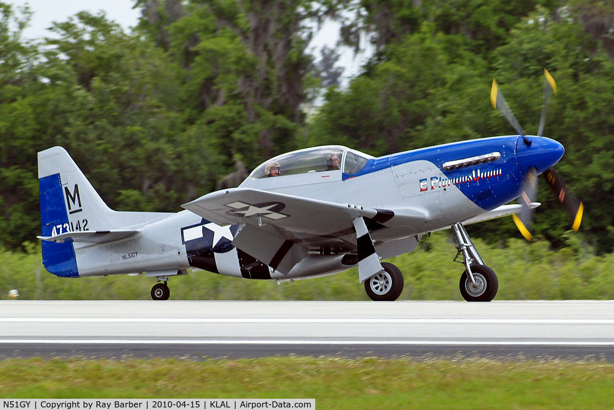 N51GY, 1946 North American F-51 C/N 44-73142, North American TP-51D Mustang [122-39601] Lakeland-Linder~N 15/04/2010