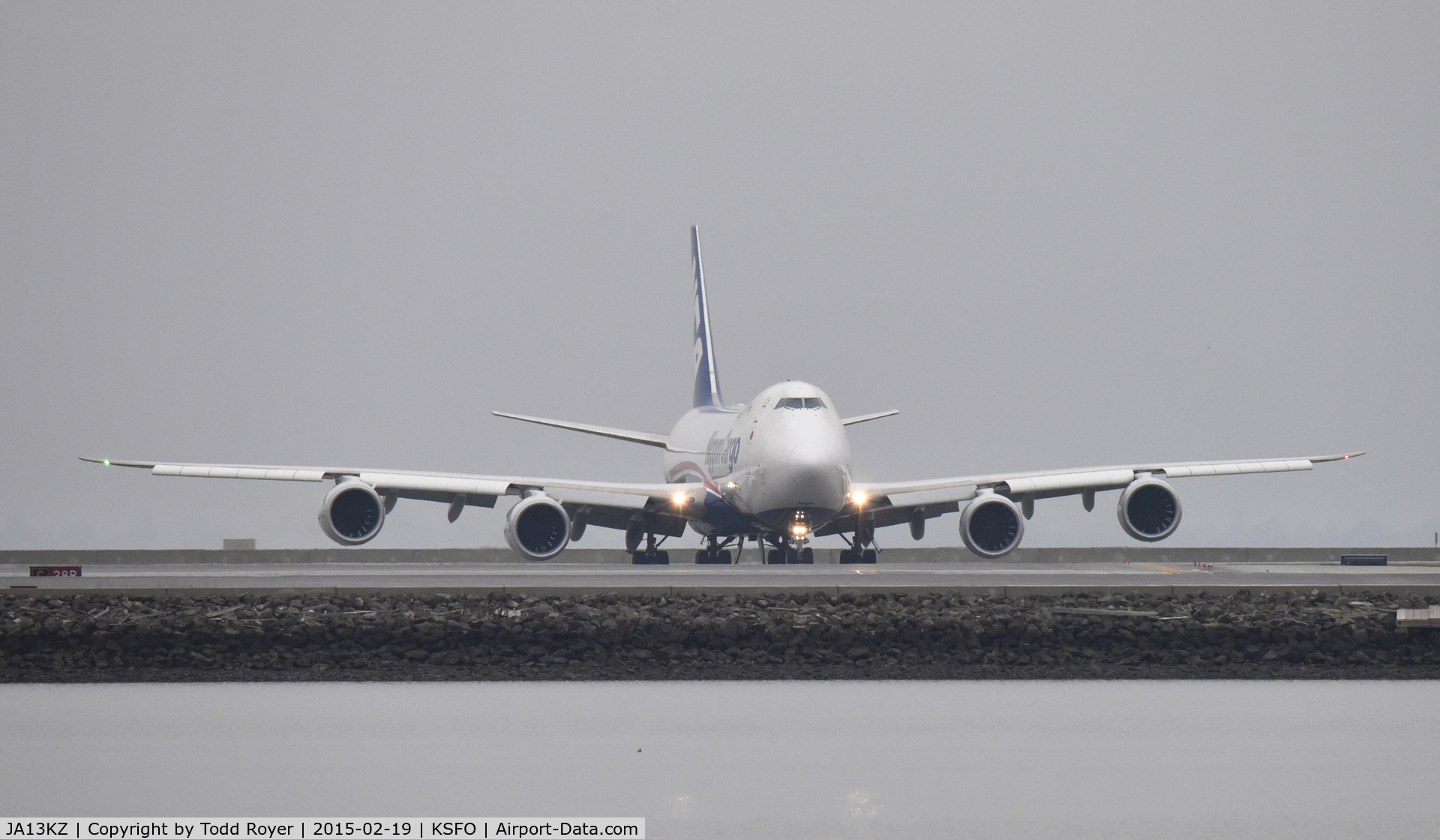 JA13KZ, 2011 Boeing 747-4KZF (SCD) C/N 36138, Lining up for departure at SFO