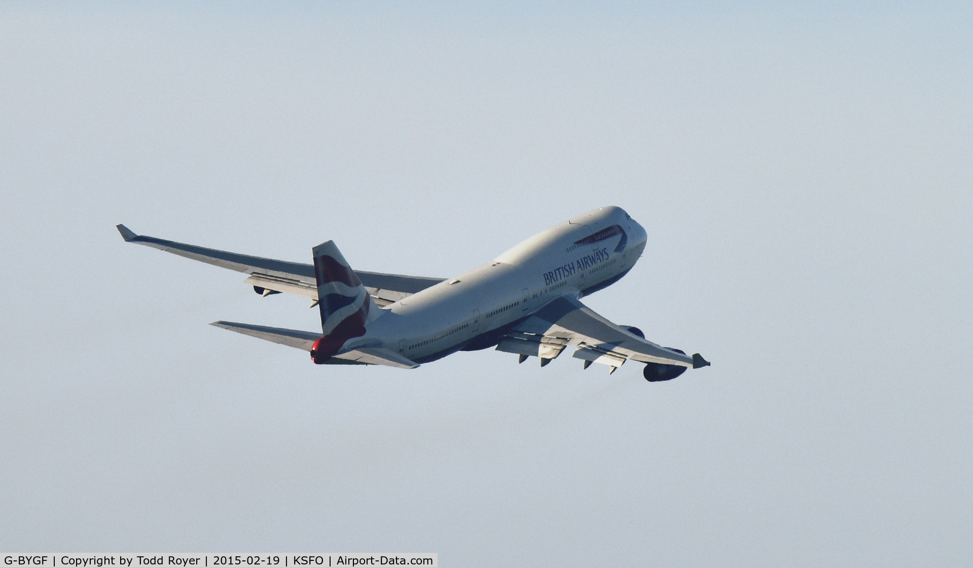 G-BYGF, 1999 Boeing 747-436 C/N 25824, Departing SFO