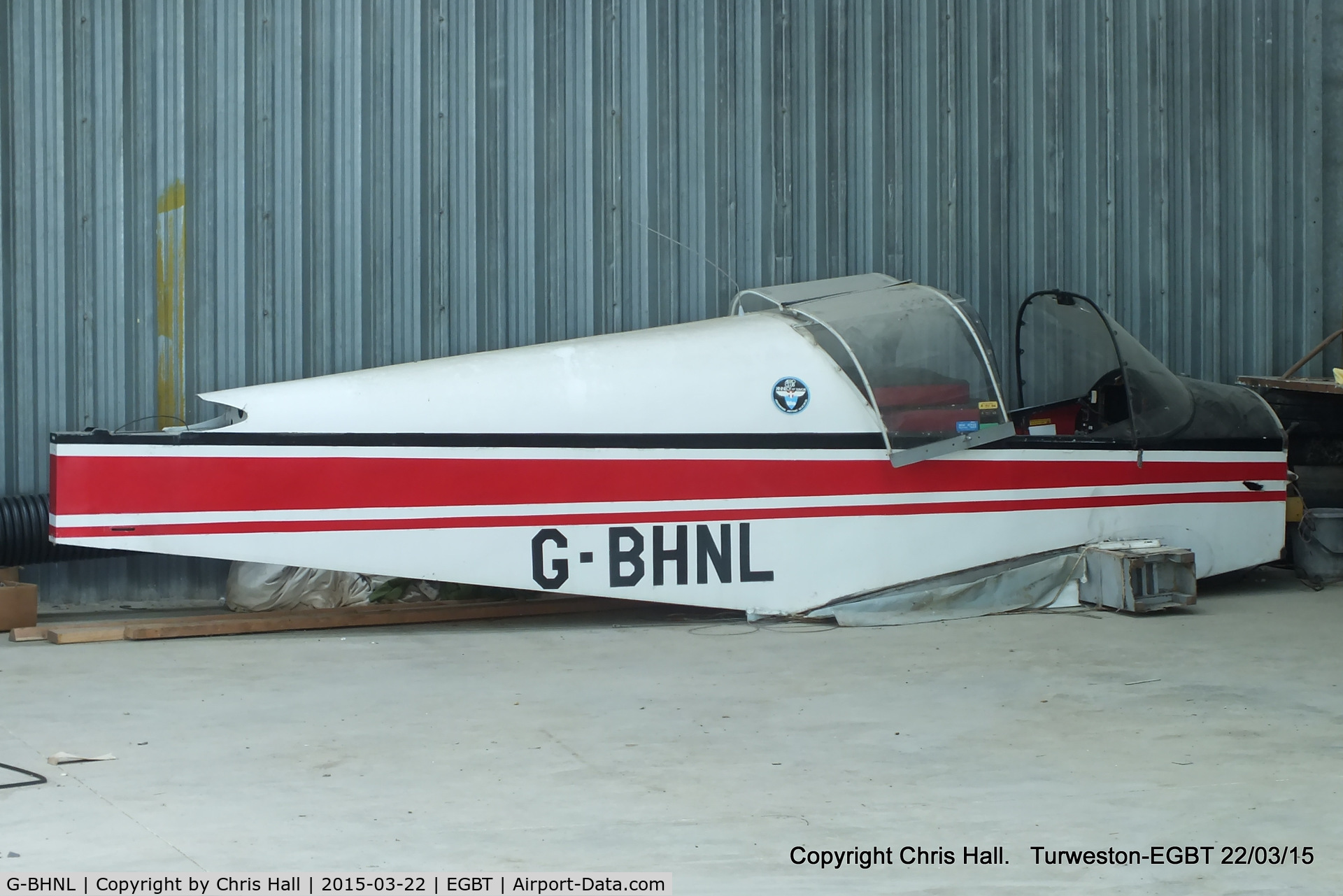 G-BHNL, 1963 Jodel D-112 C/N 1206, fuselage in the new hangar at Turweston