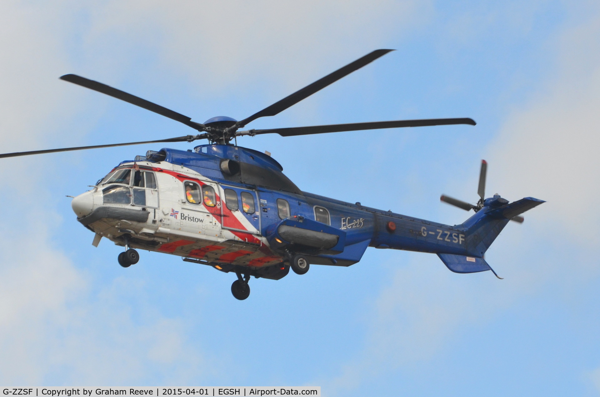 G-ZZSF, 2007 Eurocopter EC-225LP Super Puma Mk2+ C/N 2662, Landing at Norwich.