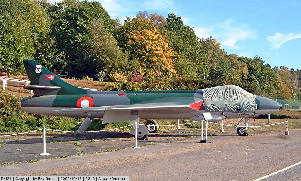 E-421, Hawker Hunter F.51 C/N 41H/680280, Hawker Hunter F.51 [41H/680280] (Royal Danish Air Force) Brooklands Museum~G 18/10/2003