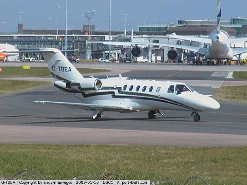 G-TBEA, 2003 Cessna 525A CitationJet CJ2 C/N 525A-0191, taxing out from the landmark ex ramp taxing for takeoff