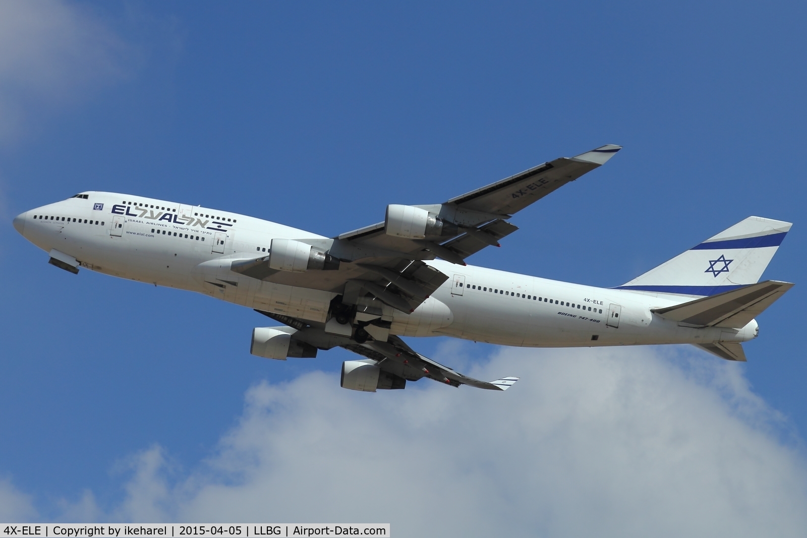 4X-ELE, 1994 Boeing 747-412 C/N 26551, T/O runway 26.