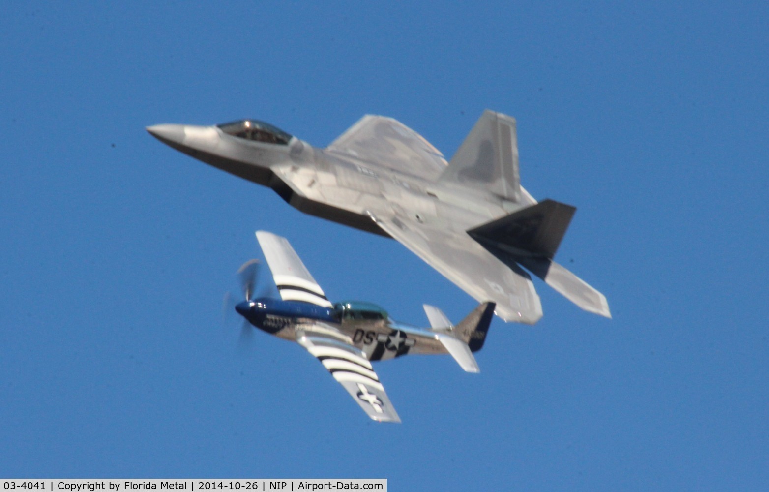 03-4041, 2003 Lockheed Martin F/A-22A Raptor C/N 4041, F-22 and P-51 Crazy Horse heritage flight