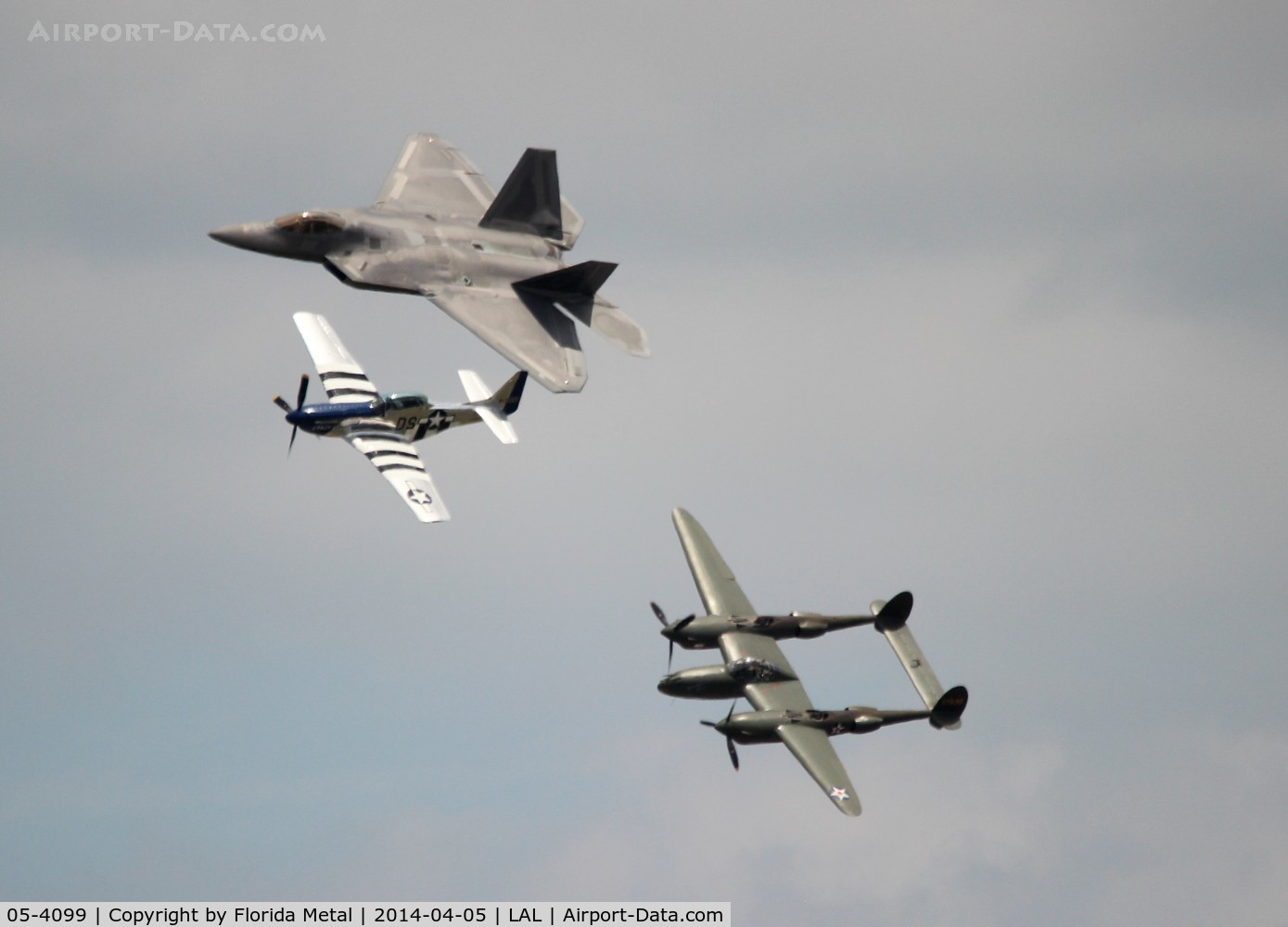 05-4099, 2005 Lockheed Martin F-22A Raptor C/N 645-4099, Heritage flight with P-51 Crazy Horse and P-38 Glacier Girl