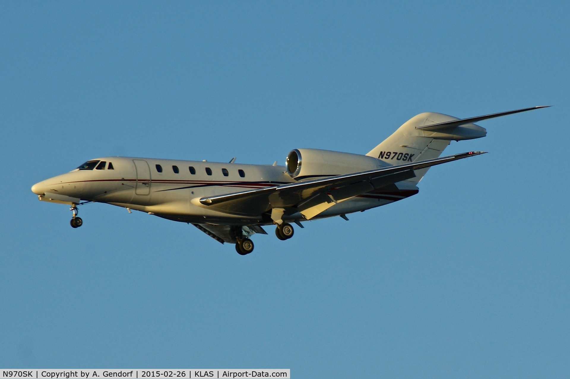 N970SK, 2002 Cessna 750 Citation X C/N 750-0186, Oshkosh Corp. (untitled), is here landing at Las Vegas Int'l(KLAS)