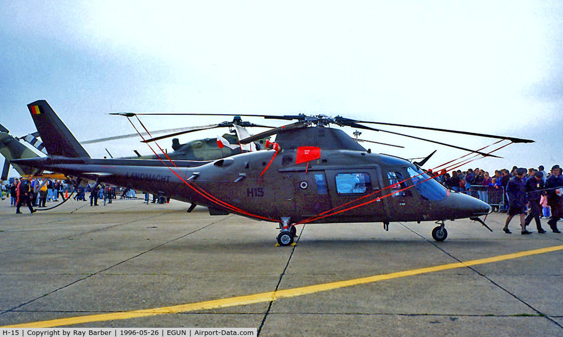 H-15, Agusta A-109BA C/N 0315, Agusta A-109BA [3015] (Belgian Army) RAF Mildenhall~G 26/05/1996