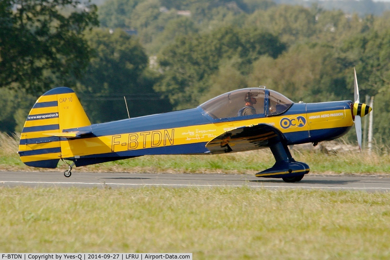 F-BTDN, Mudry CAP-10B C/N 30, Mudry CAP-10B, Landing rwy 05, Morlaix-Ploujean airport (LFRU-MXN) air show in september 2014