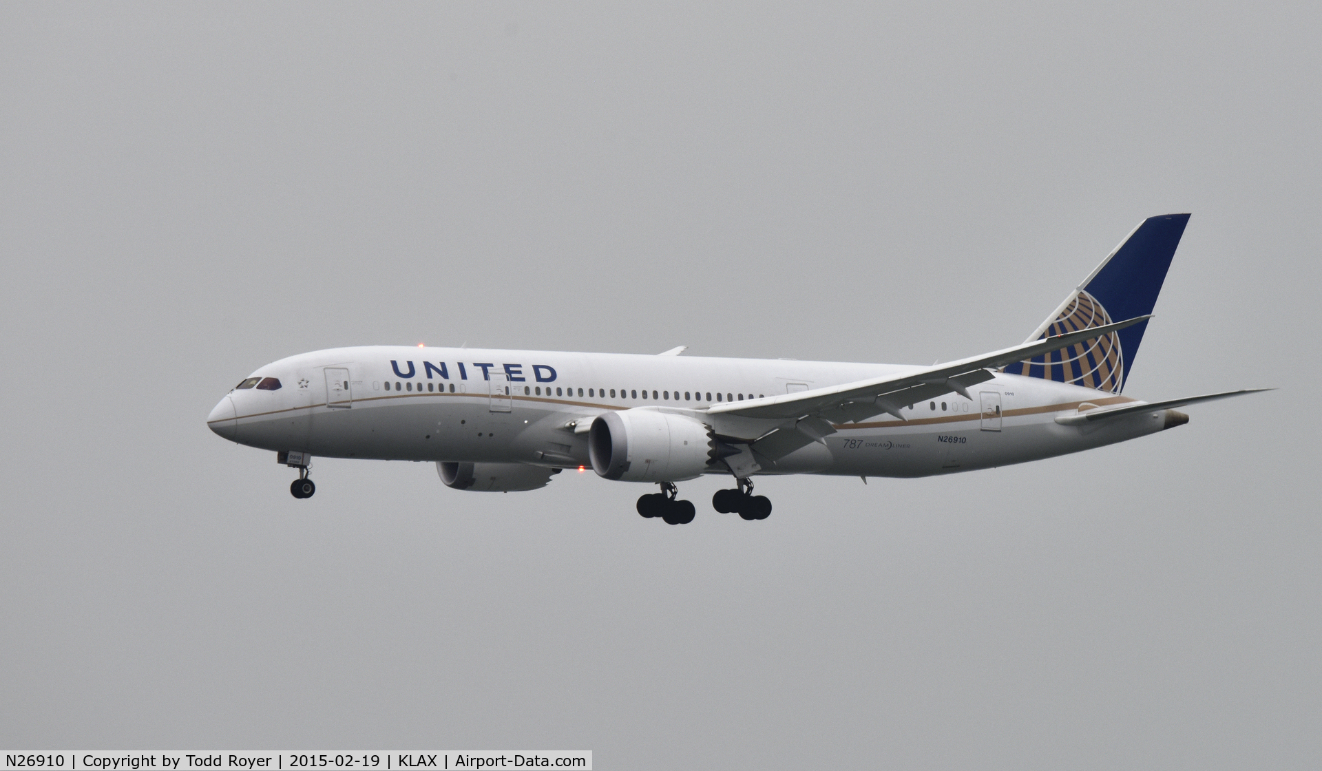 N26910, 2014 Boeing 787-8 Dreamliner C/N 34826, Landing at SFO