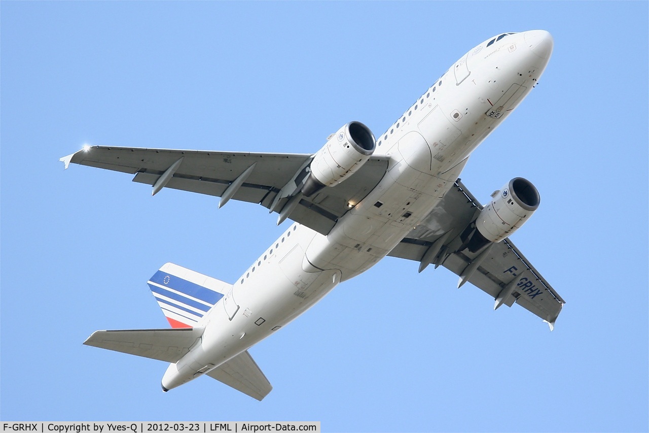 F-GRHX, 2001 Airbus A319-111 C/N 1524, Airbus A319-111, Take-off rwy 13L, Marseille-Provence Airport (LFML-MRS)