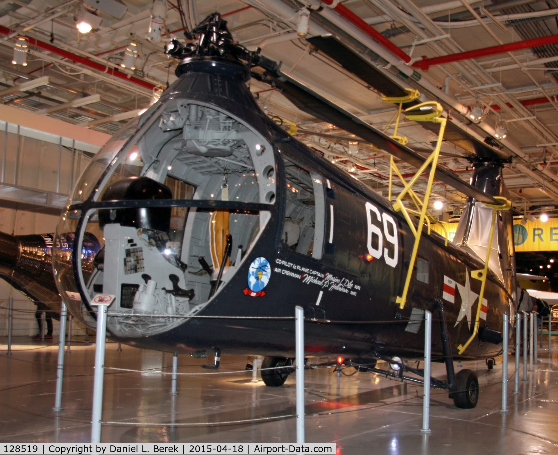 128519, Piasecki UH-25B Retriever C/N 128519, This machine has been restored to her U.S. Navy markings and is proudly displayed on the hangar deck of the U.S.S. Intrepid.