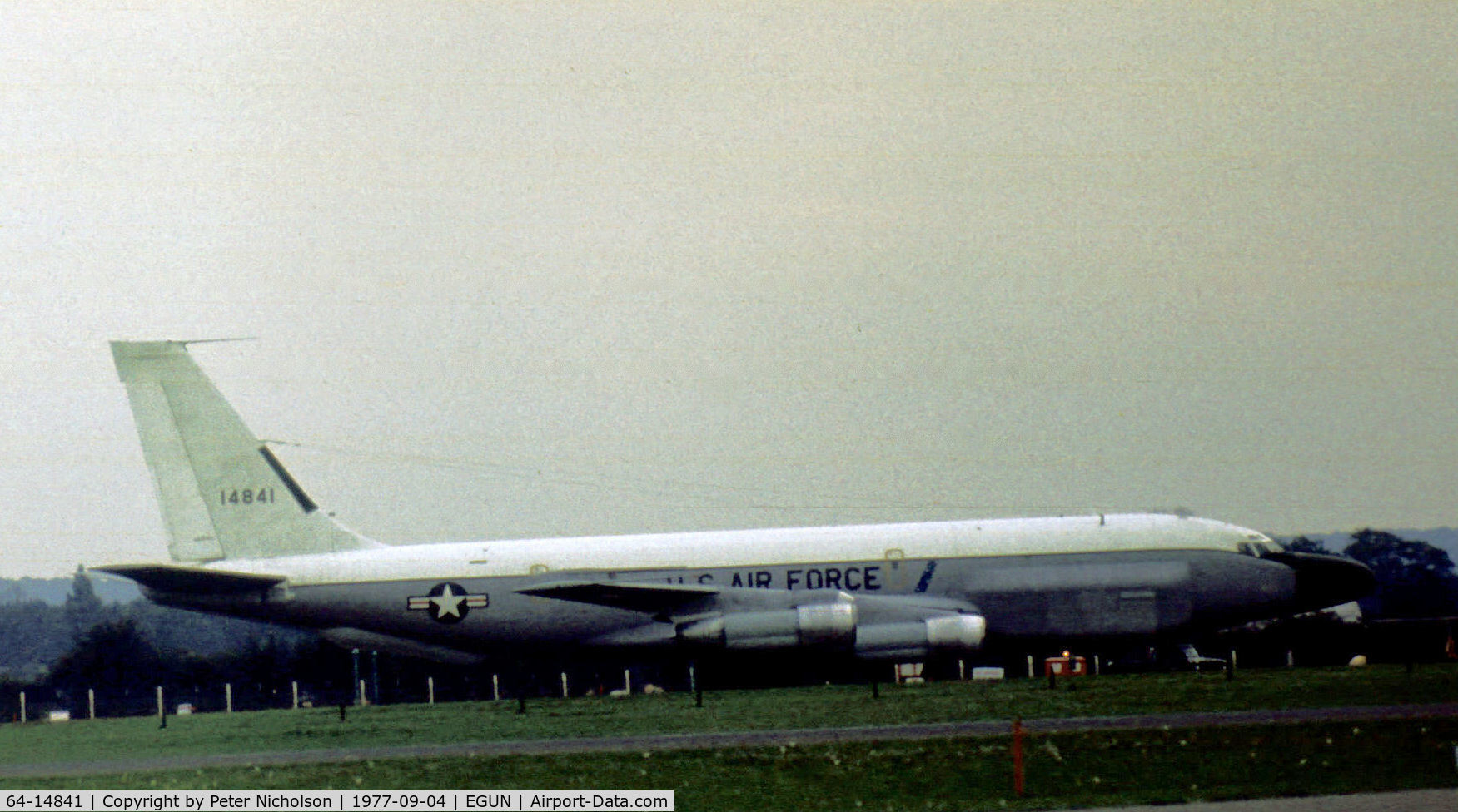 64-14841, 1964 Boeing RC-135V Rivet Joint C/N 18781, This RC-135V Rivet Joint of 55th Strategic Reconnaissance Wing at Offutt AFB was seen at RAF Mildenhall in the Summer of 1977.