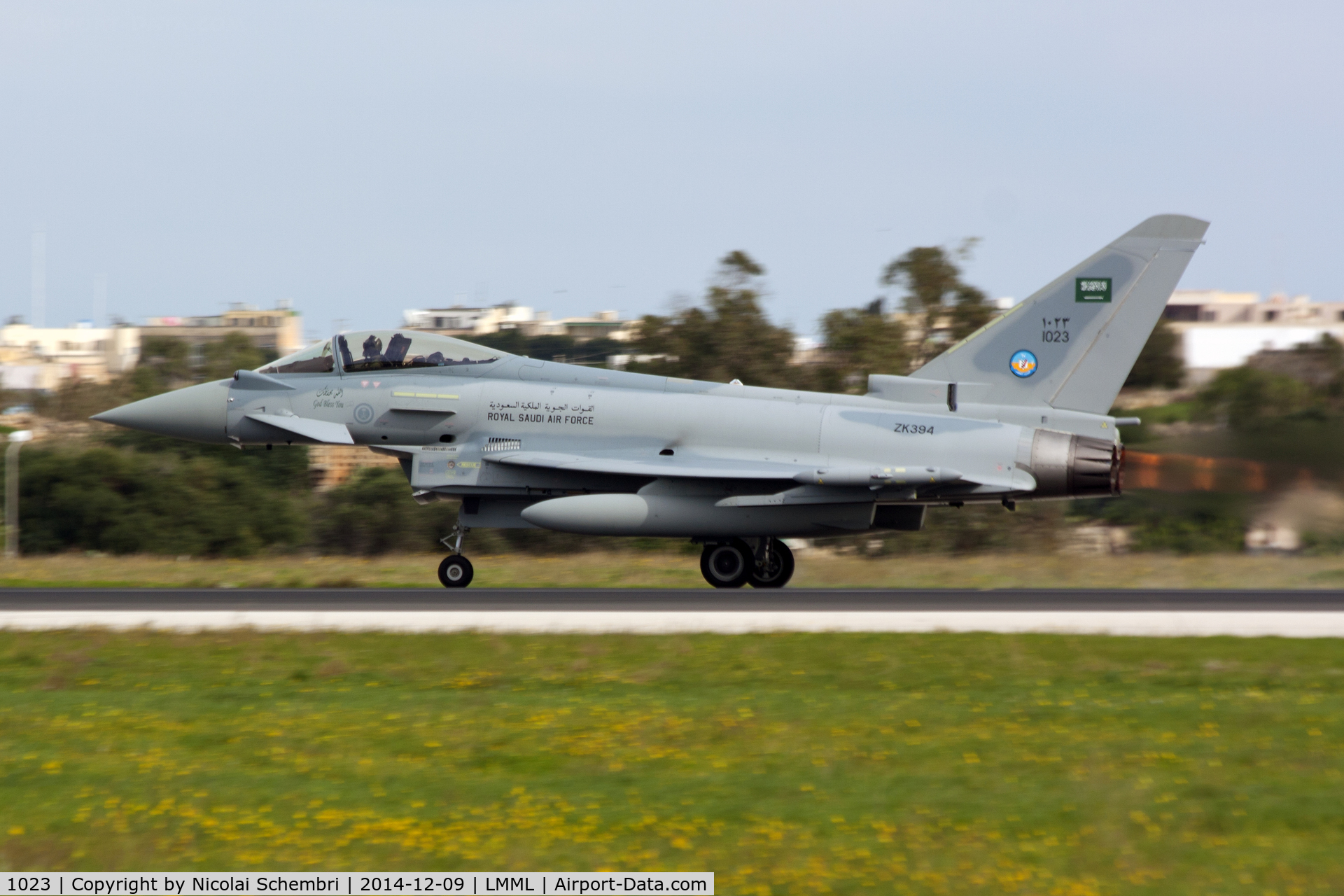 1023, 2014 Eurofighter Typhoon FGR.4 C/N CS029, Departing runway 31 at Luqa