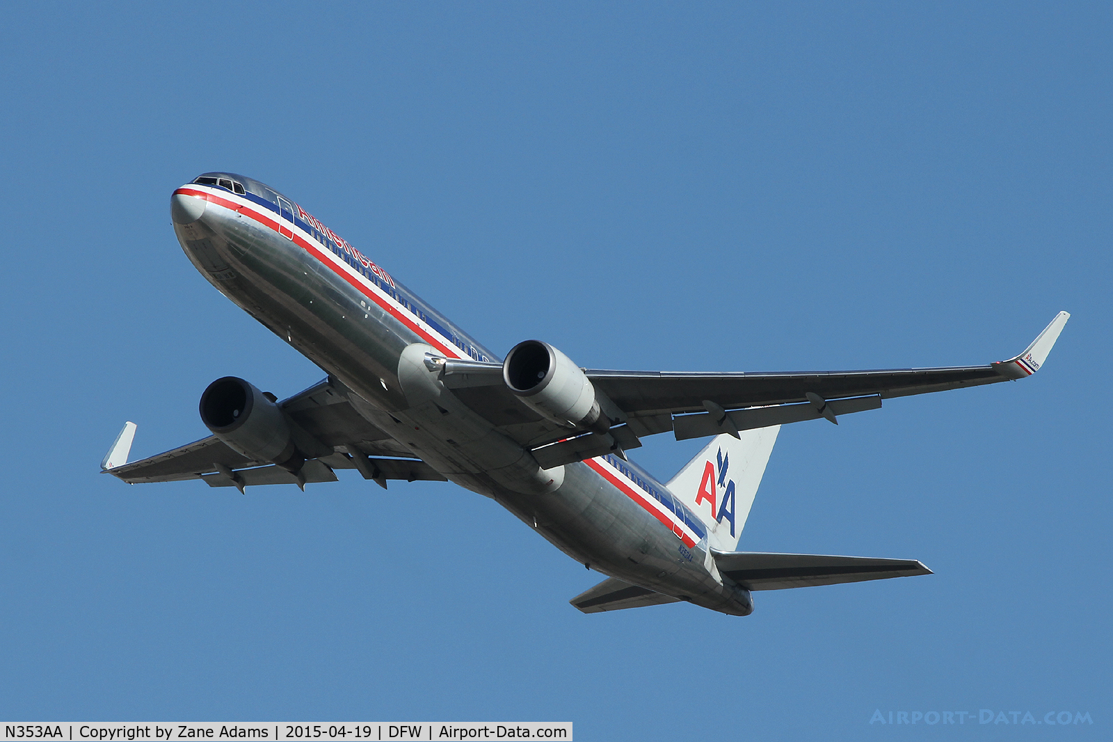 N353AA, 1988 Boeing 767-323 C/N 24034, American Airlines 767 departing DFW Airport