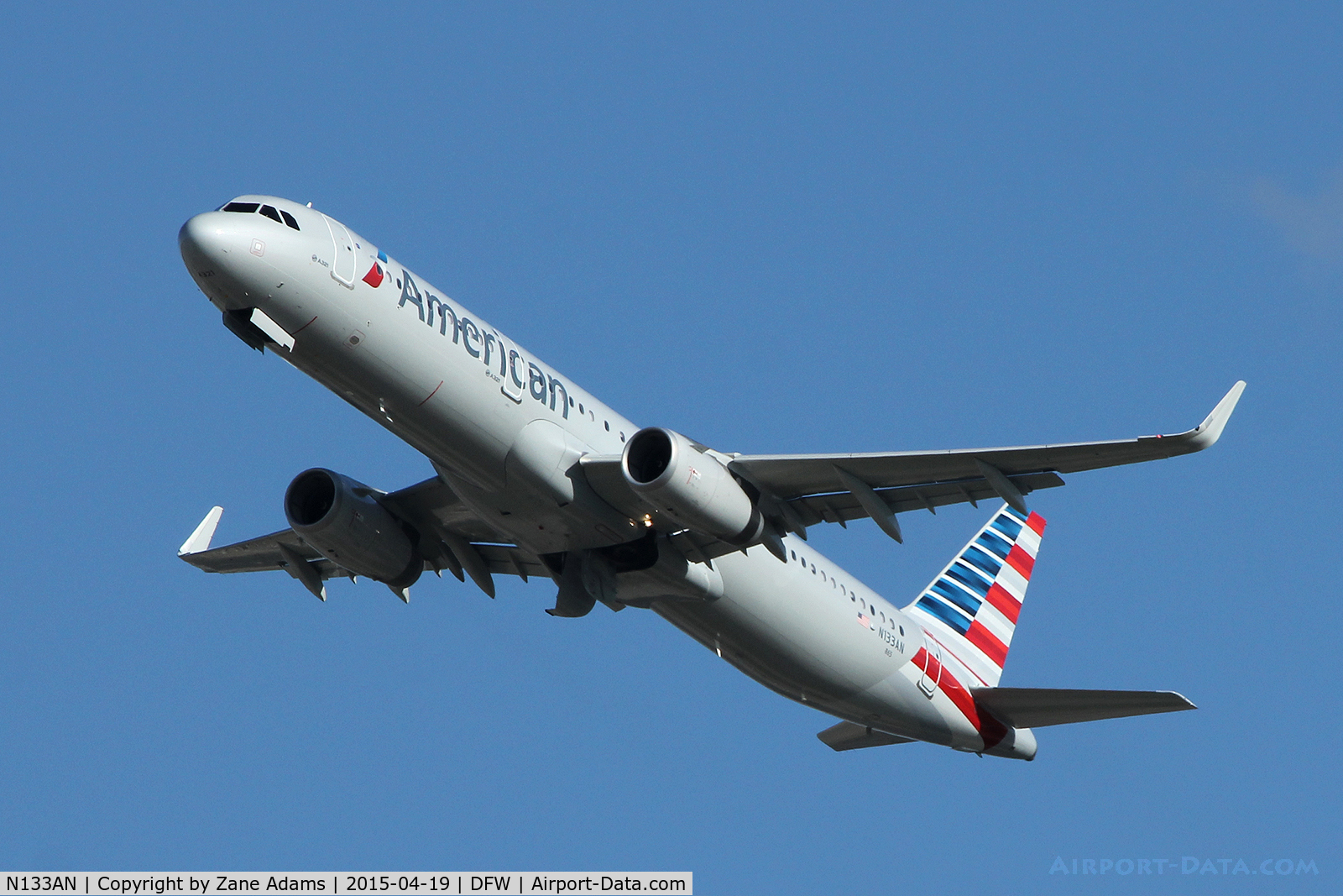 N133AN, 2015 Airbus A321-200 C/N 6482, American Airlines A321 departing DFW Airport