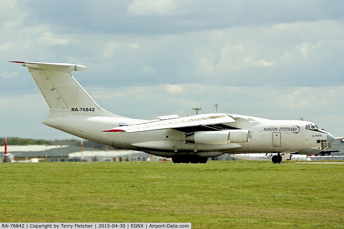 RA-76842, 1994 Ilyushin Il-76TD C/N 1033418616, Ilyushin Il-76TD, c/n: 1033418616 of Aviacon Zitotrans arriving East Midlands Airport to load with relief supplies for the earthquake victims in Nepal