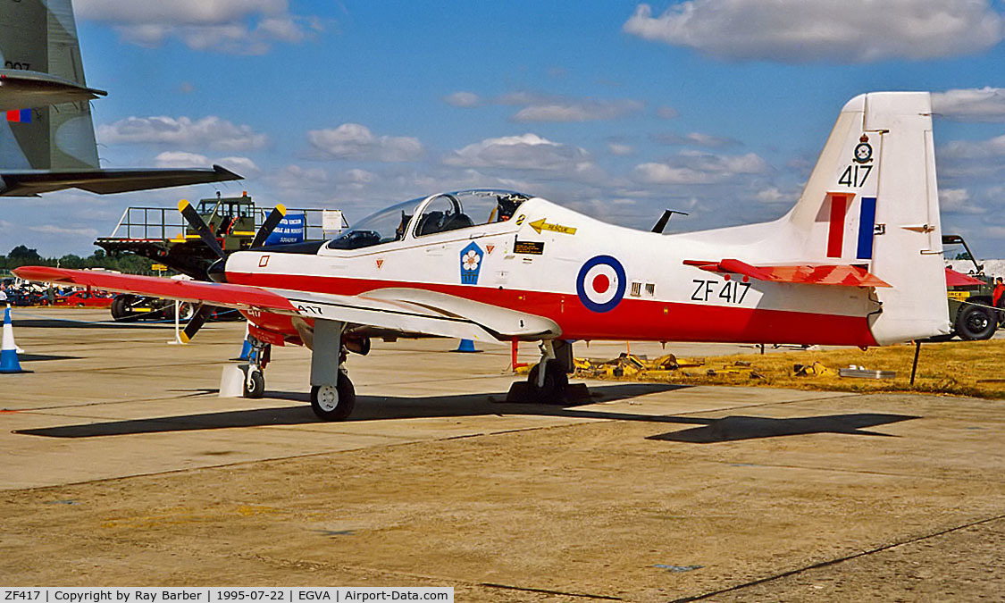 ZF417, 1992 Short S-312 Tucano T1 C/N S136/T107, Shorts Emb-312 Tucano T.1 [T107] (Royal Air Force) RAF Fairford~G 22/07/1995