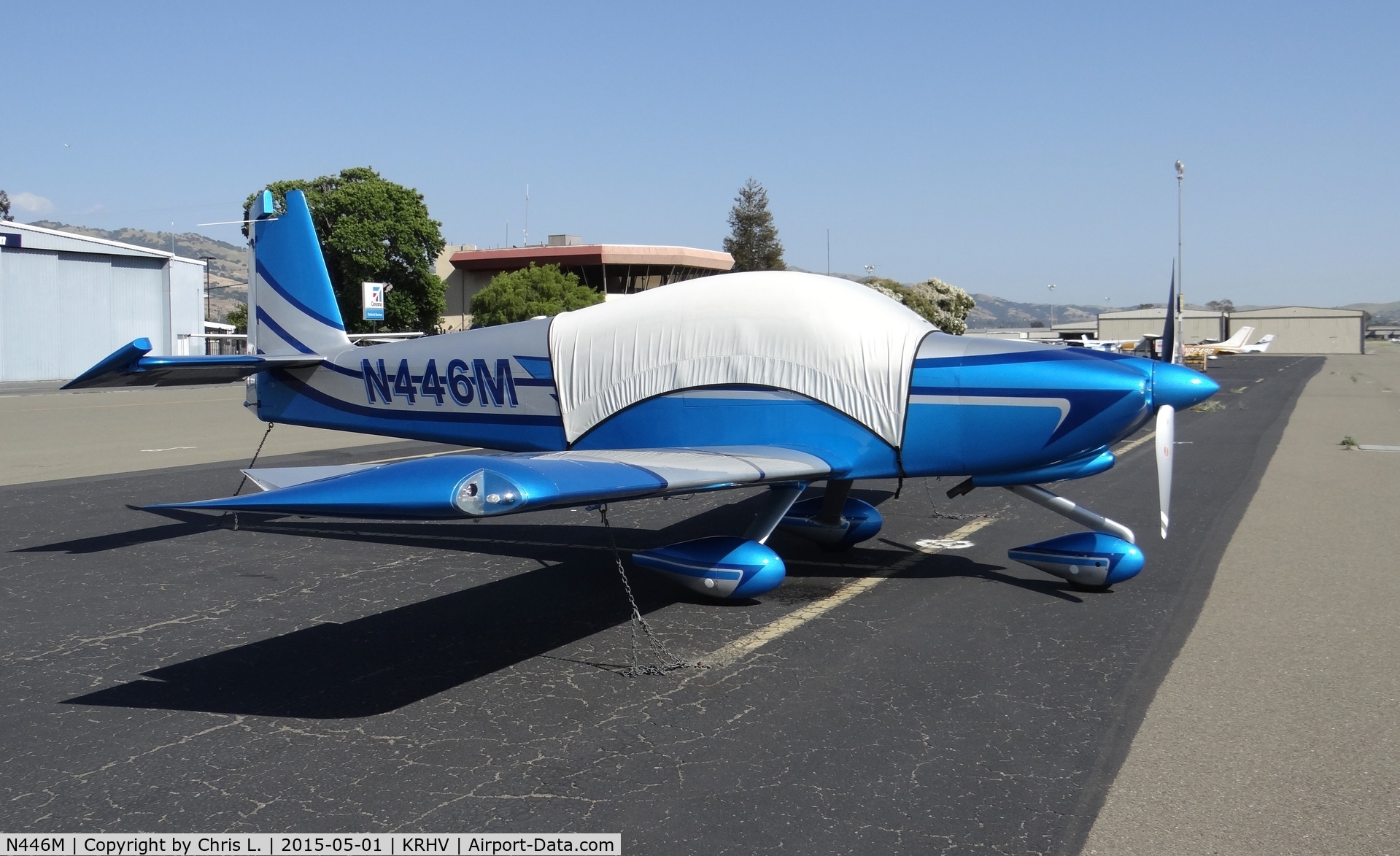 N446M, 2012 Vans RV-10 C/N 40270, A transient 2012 Vans RV-10 sitting on the hot transient ramp at Reid Hillview Airport, CA. It was here a few months ago, and sat on the transient ramp for at least a month.