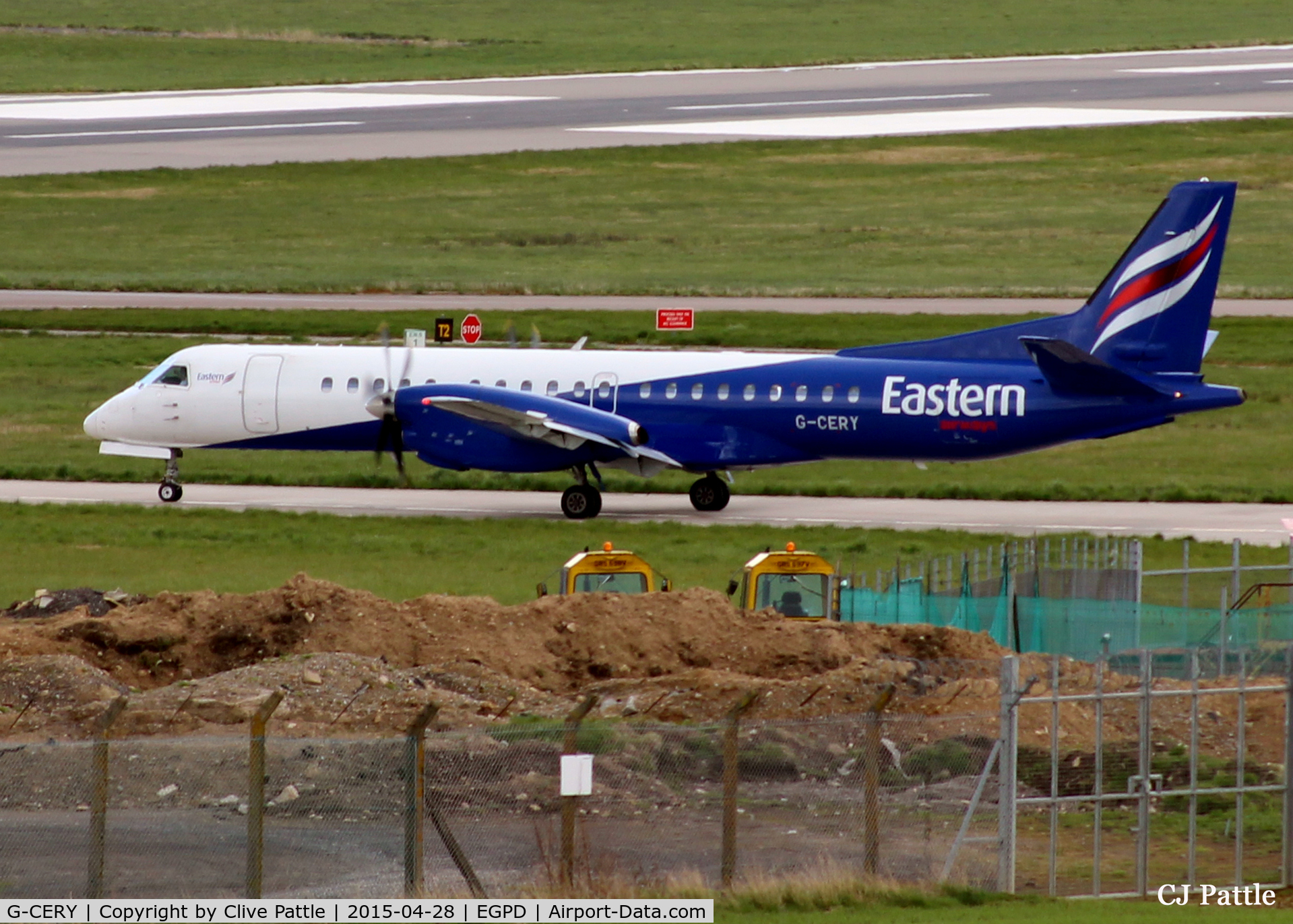 G-CERY, 1994 Saab 2000 C/N 2000-008, Taxying for departure from Aberdeen EGPD