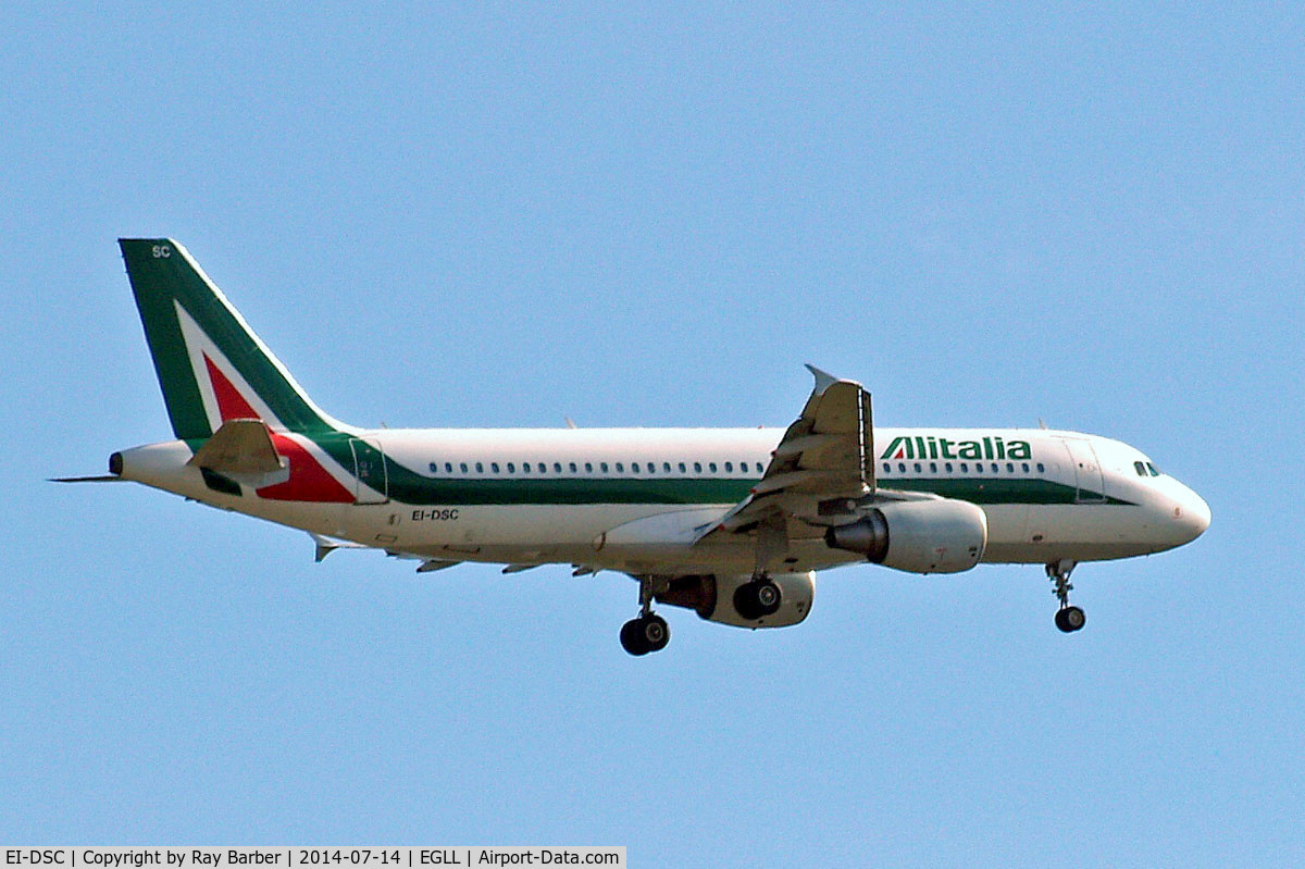 EI-DSC, 2006 Airbus A320-214 C/N 2995, Airbus A320-216 [2995] (Alitalia) Home~G 14/07/2014. On approach 27L.