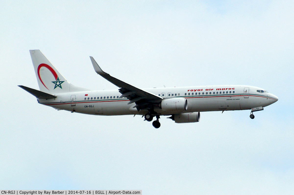 CN-RGJ, 2012 Boeing 737-8B6 C/N 33072, Boeing 737-8B6 [33072] (Royal Air Maroc) Home~G 16/07/2014. On approach 27L.