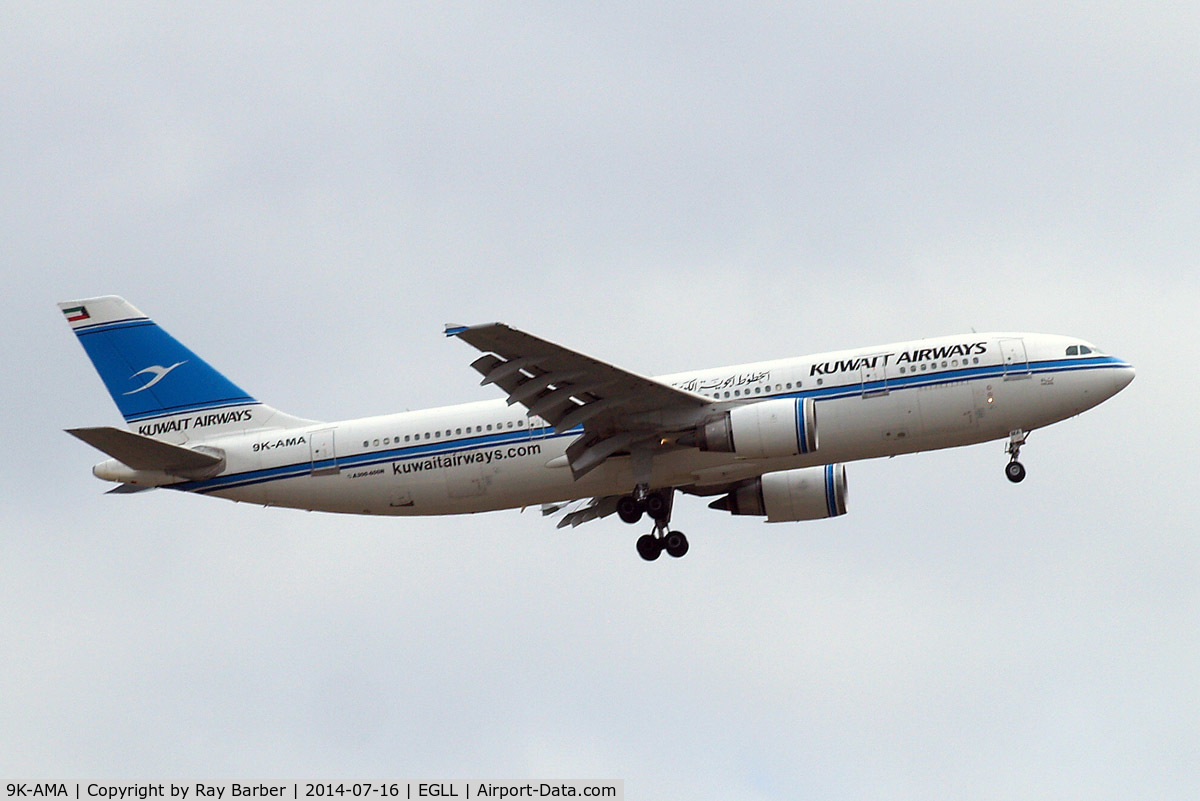 9K-AMA, 1993 Airbus A300B4-605R C/N 673, Airbus A300B4-605R [673] (Kuwait Airways) Home~G 16/07/2014. On approach 27L.