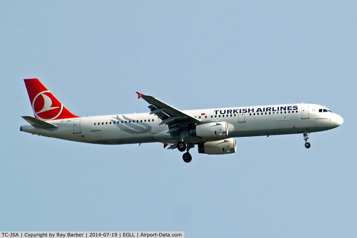 TC-JSA, 2012 Airbus A321-231 C/N 5154, Airbus A321-231 [5154] (Turkish Airlines) Home~G 19/07/2014. On approach 27L.