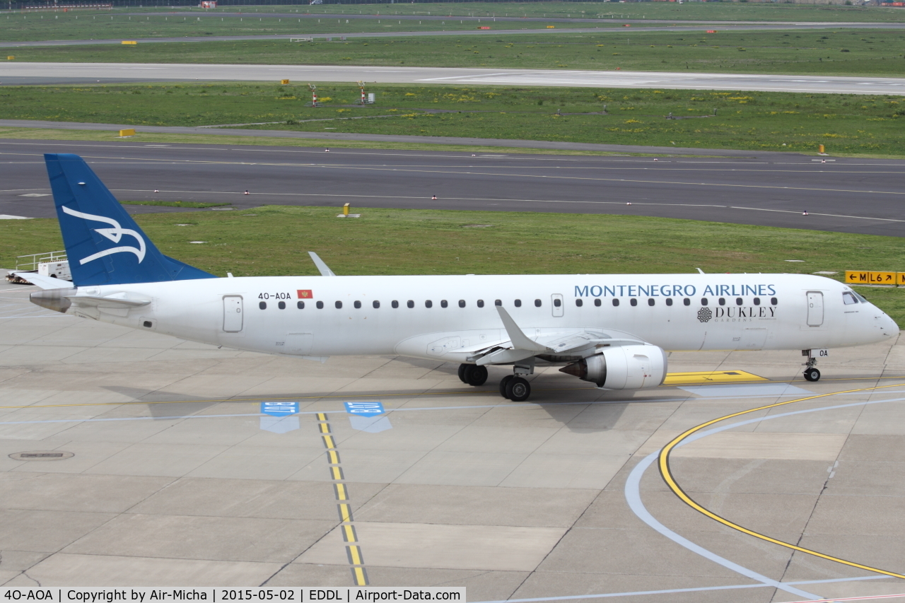 4O-AOA, 2008 Embraer 195LR (ERJ-190-200LR) C/N 19000180, Montenegro Airlines, Embraer ERJ-195LR, CN: 19000180