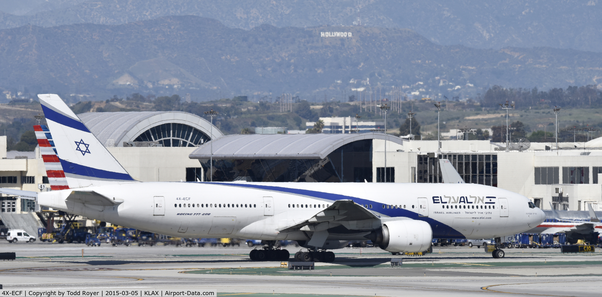 4X-ECF, 2007 Boeing 777-258/ER C/N 36084, Taxiing for departure at LAX