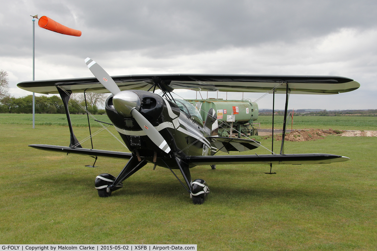 G-FOLY, 1980 Aerotek Pitts S-2A Special C/N 2213, Aerotek Pitts S-2A during a refueling stop. Fishburn Airfield, UK May 2nd 2015
