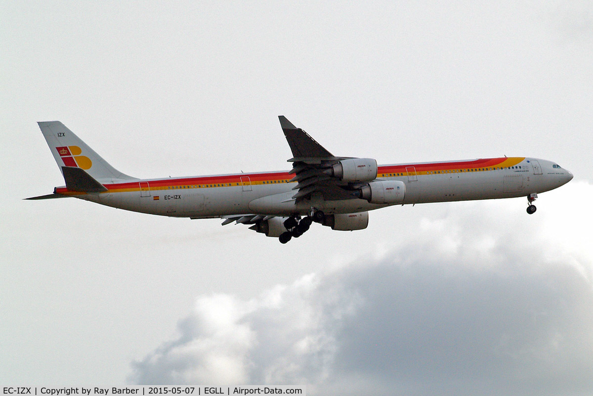 EC-IZX, 2004 Airbus A340-642 C/N 601, Airbus A340-642 [601] (Iberia) Home~G 07/05/2015. On approach 27L.