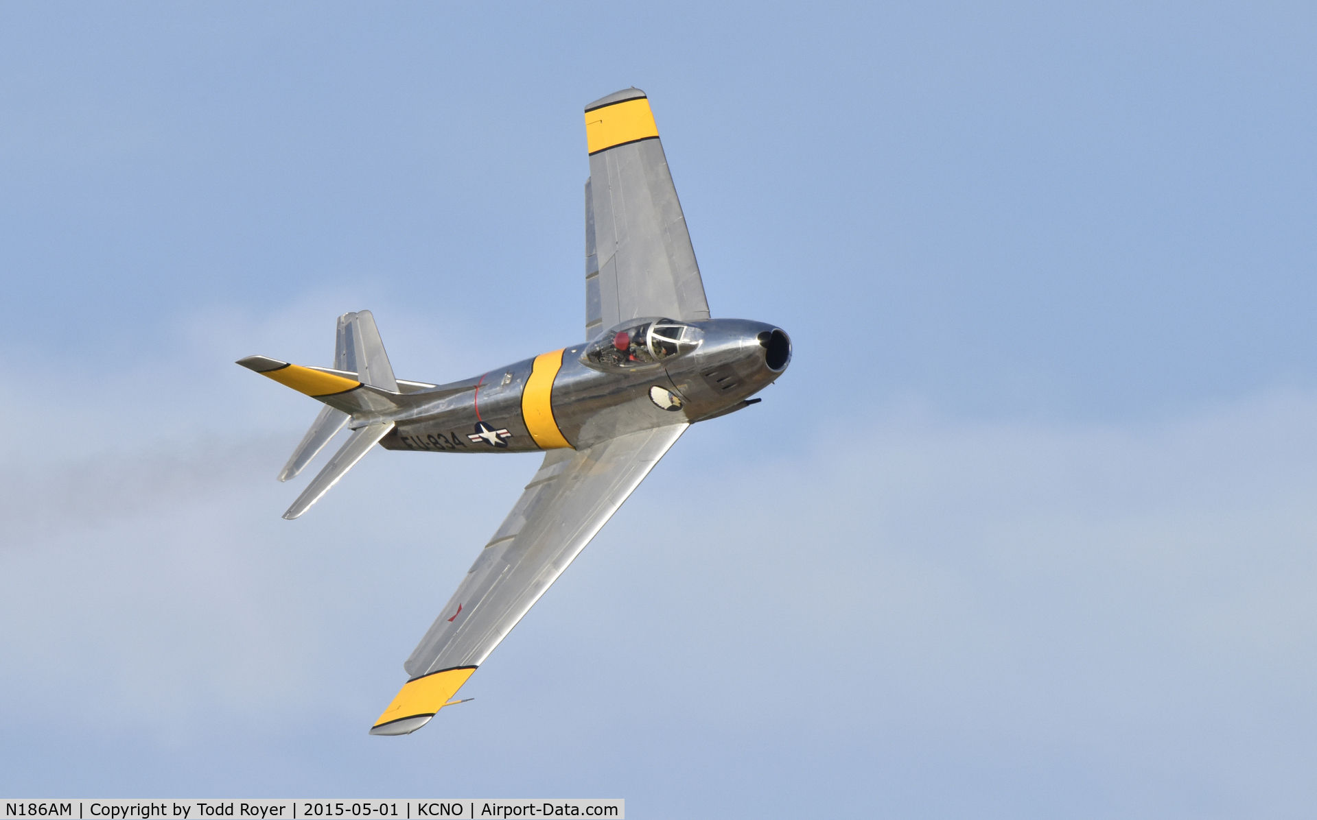 N186AM, 1952 North American F-86F Sabre C/N 191-708, Flying at the 2015 Planes of Fame Airshow, look close this is a formation flight