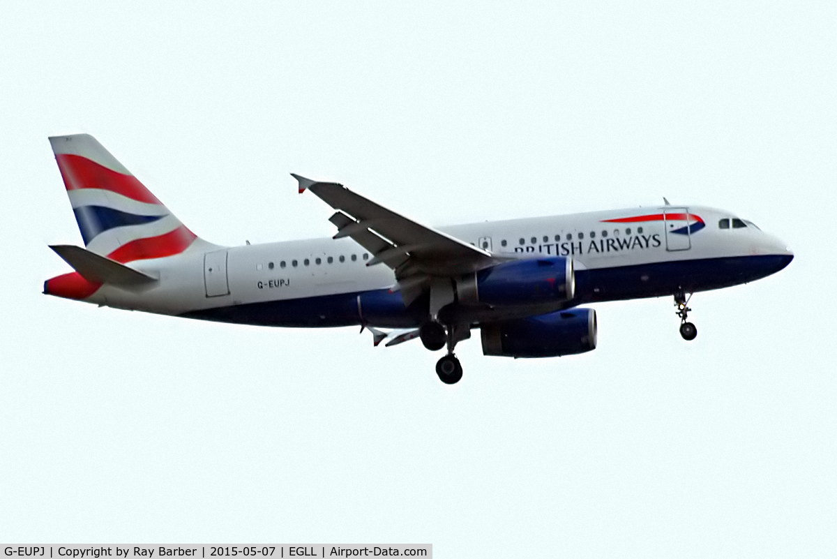 G-EUPJ, 2000 Airbus A319-131 C/N 1232, G-EUPJ   Airbus A319-131 [1232] (British Airways) Heathrow~G 07/05/2015. On approach 27L.