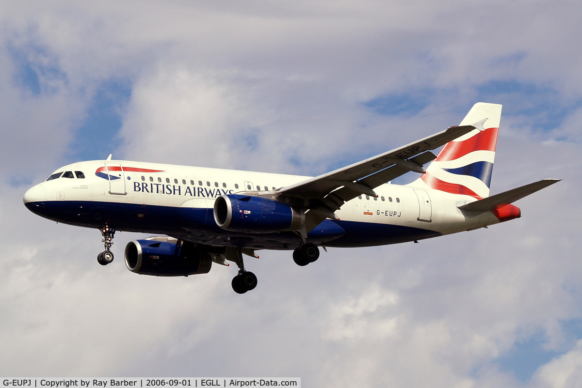 G-EUPJ, 2000 Airbus A319-131 C/N 1232, Airbus A319-131 [1232] (British Airways) Heathrow~G 01/09/2006 On finals 27L.