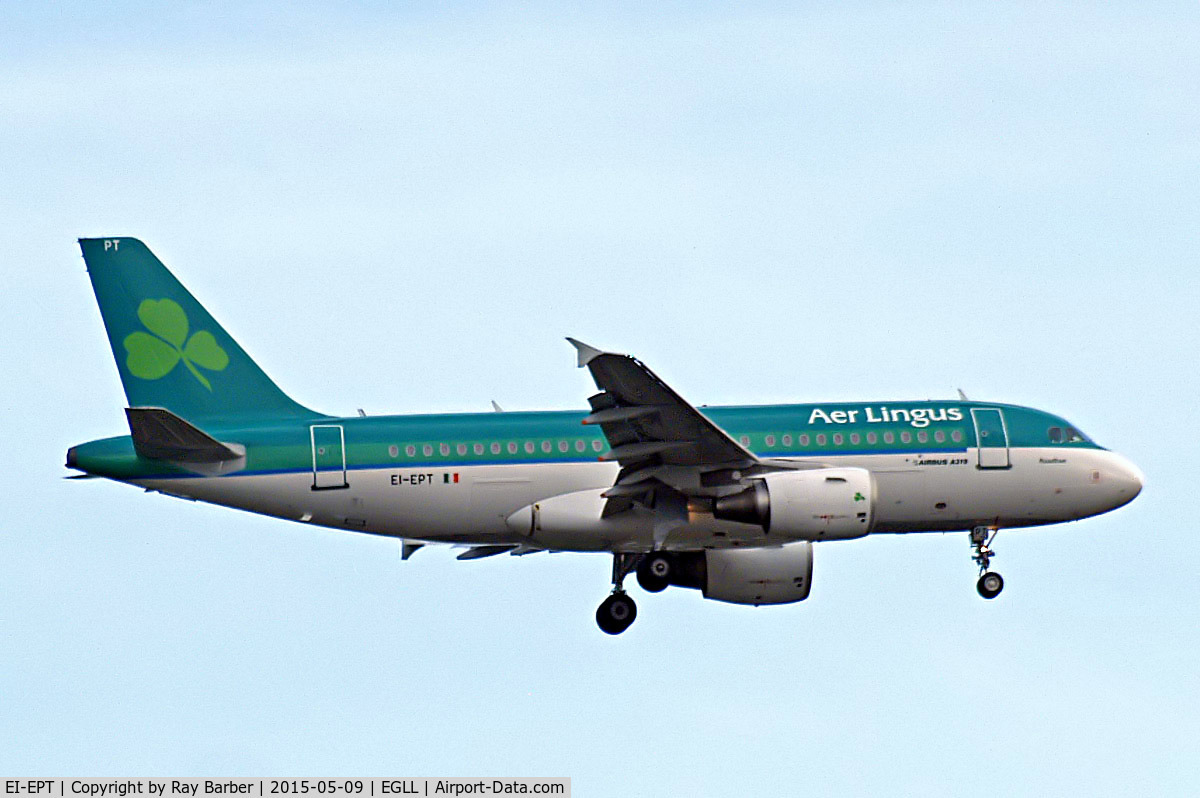 EI-EPT, 2007 Airbus A319-111 C/N 3054, Airbus A319-111 [3054] (Aer Lingus) Home~G 09/05/2015. On approach 27L.