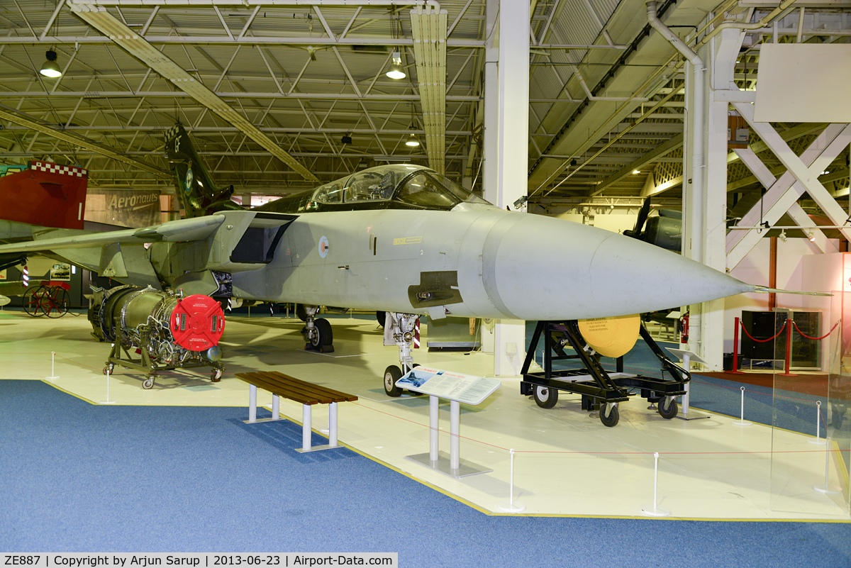 ZE887, 1988 Panavia Tornado F.3 C/N 3345, On display at RAF Museum Hendon. This Tornado served with a number of Squadrons, and participated in the First Gulf War. It wears the tail code 'GF' representing the No. 43 (Fighter) Sqn. motto 'Gloria Finis', being assigned to the Sqn. CO.
