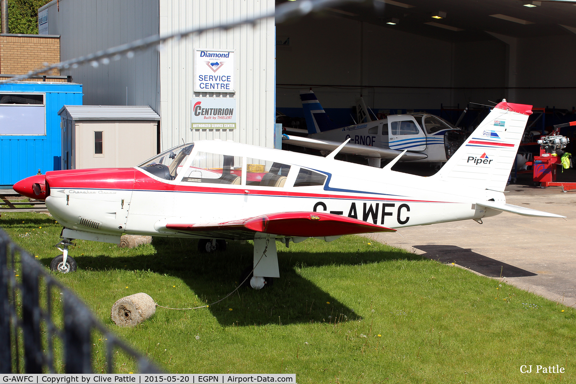 G-AWFC, 1968 Piper PA-28R-180 Cherokee Arrow C/N 28R-30670, Parked up outside the Tayside Aviation aircraft engineering premises at Dundee's Riverside Airport (EGPN)