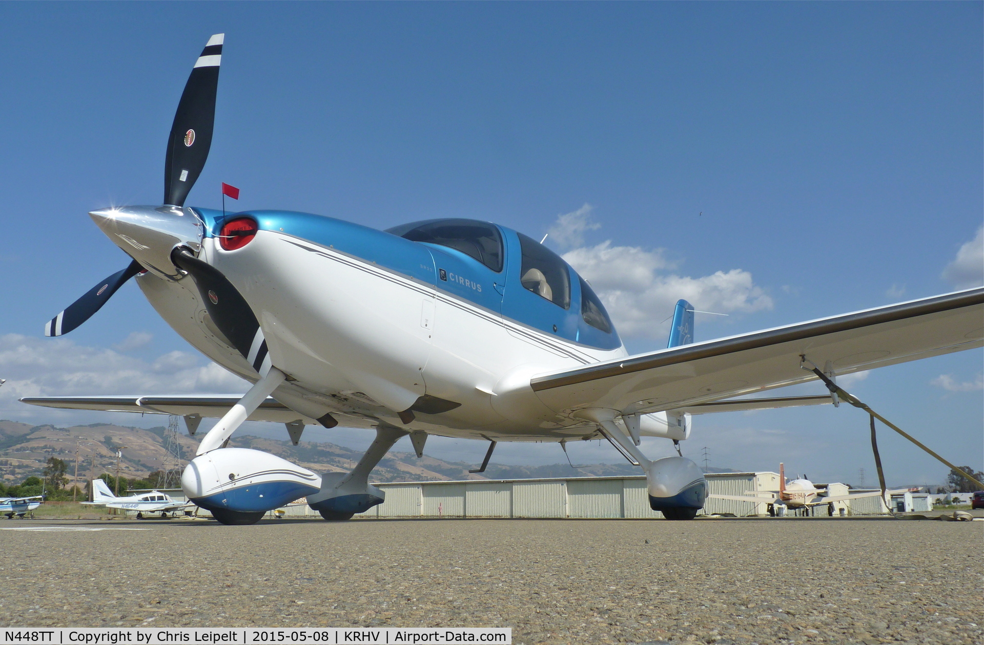 N448TT, 2008 Cirrus SR22 G3 GTSX Turbo C/N 3073, A local(?) 2008 Cirrus SR22 parked at the south tie downs. It was a transient 2 days before I took this picture but somehow it ended up at the south tie downs. It might be local but I've never seen it here before. Photo taken at Reid Hillview, CA.