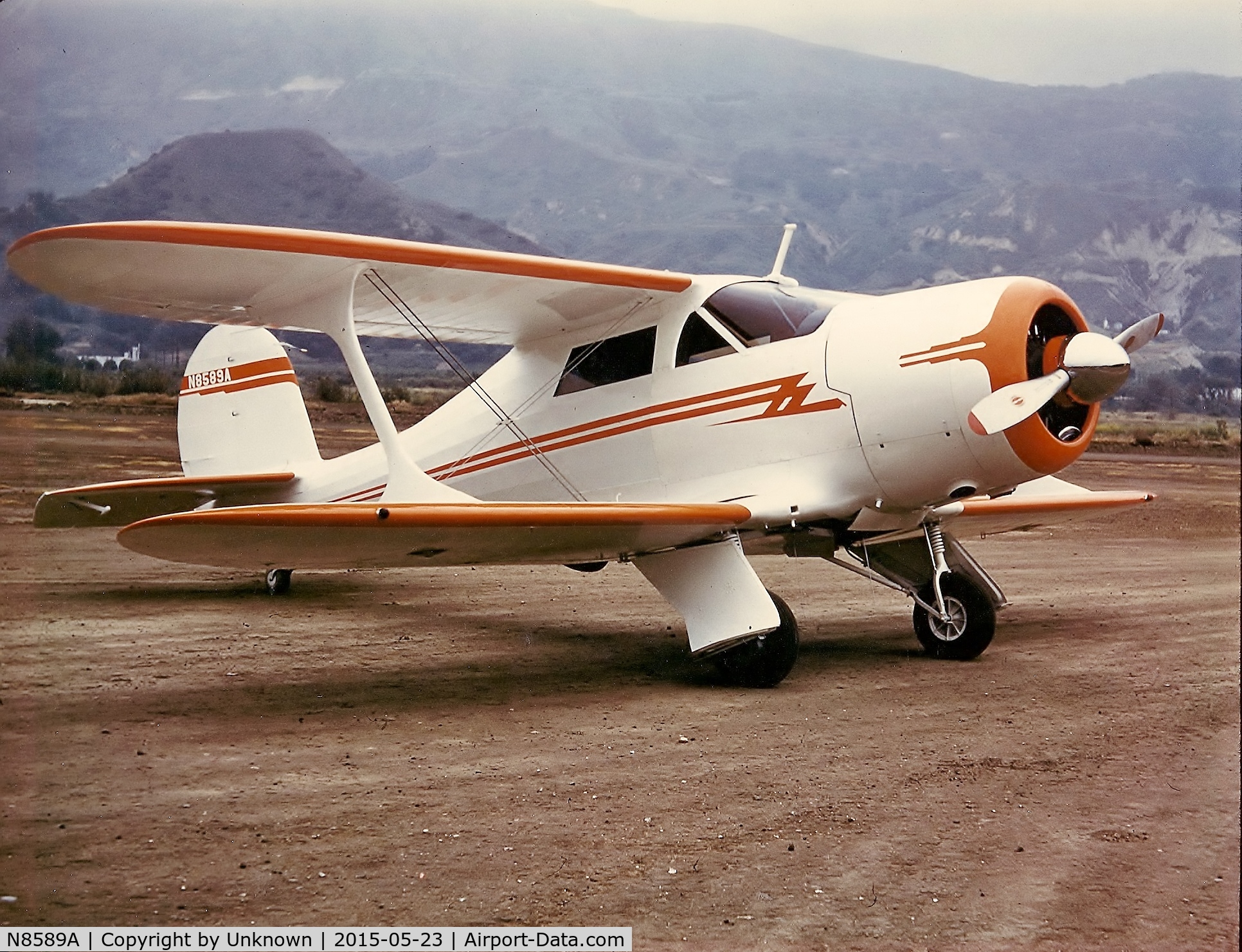 N8589A, 1949 Beech G17S C/N B-18, N8589A sometime in the late 1950's when she was owned by my father, Ken St.Oegger. I believe the photo was taken in Burbank, CA.