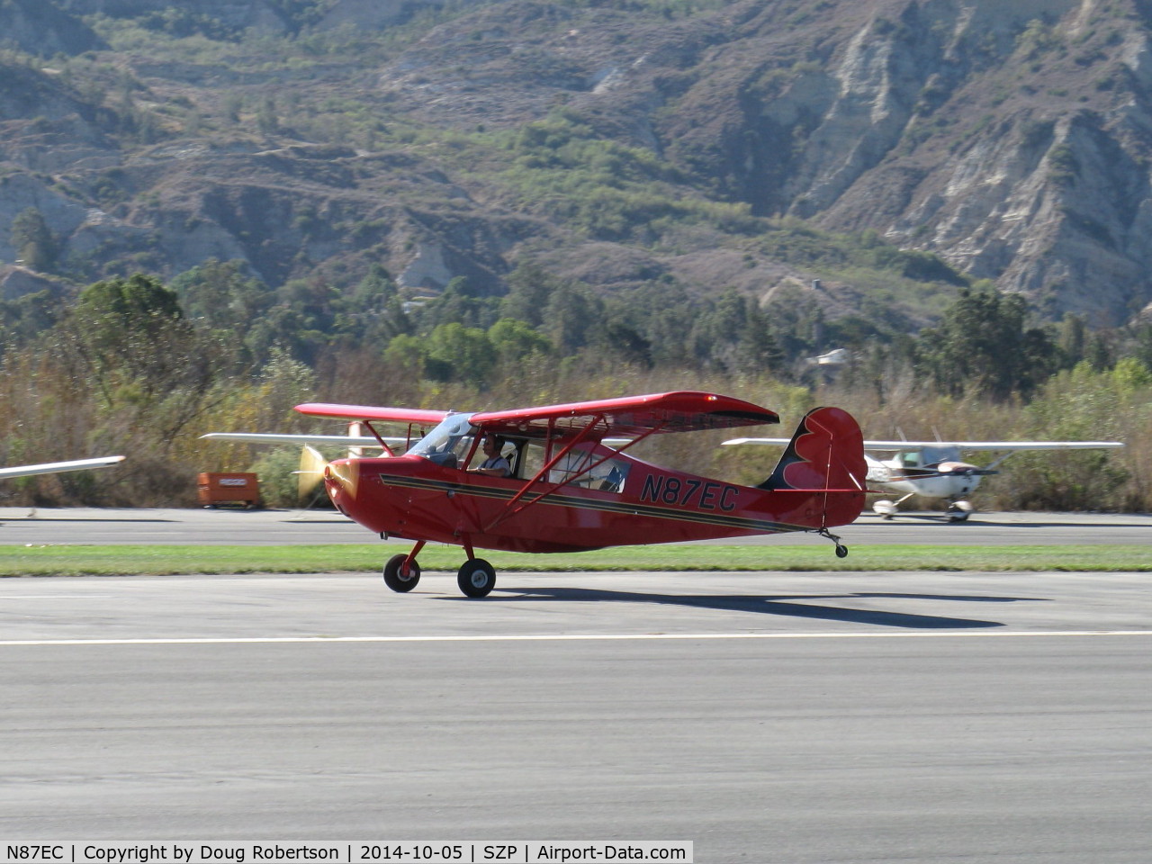 N87EC, 2007 American Champion 7EC C/N 1010-2007, 2007 American Champion 7EC 'The Champ' LSA, Continental O-200A lightweight 100 Hp, wood prop & limited fuel to meet 1,320 lb weight limit for LSA, landing Roll Rwy 04