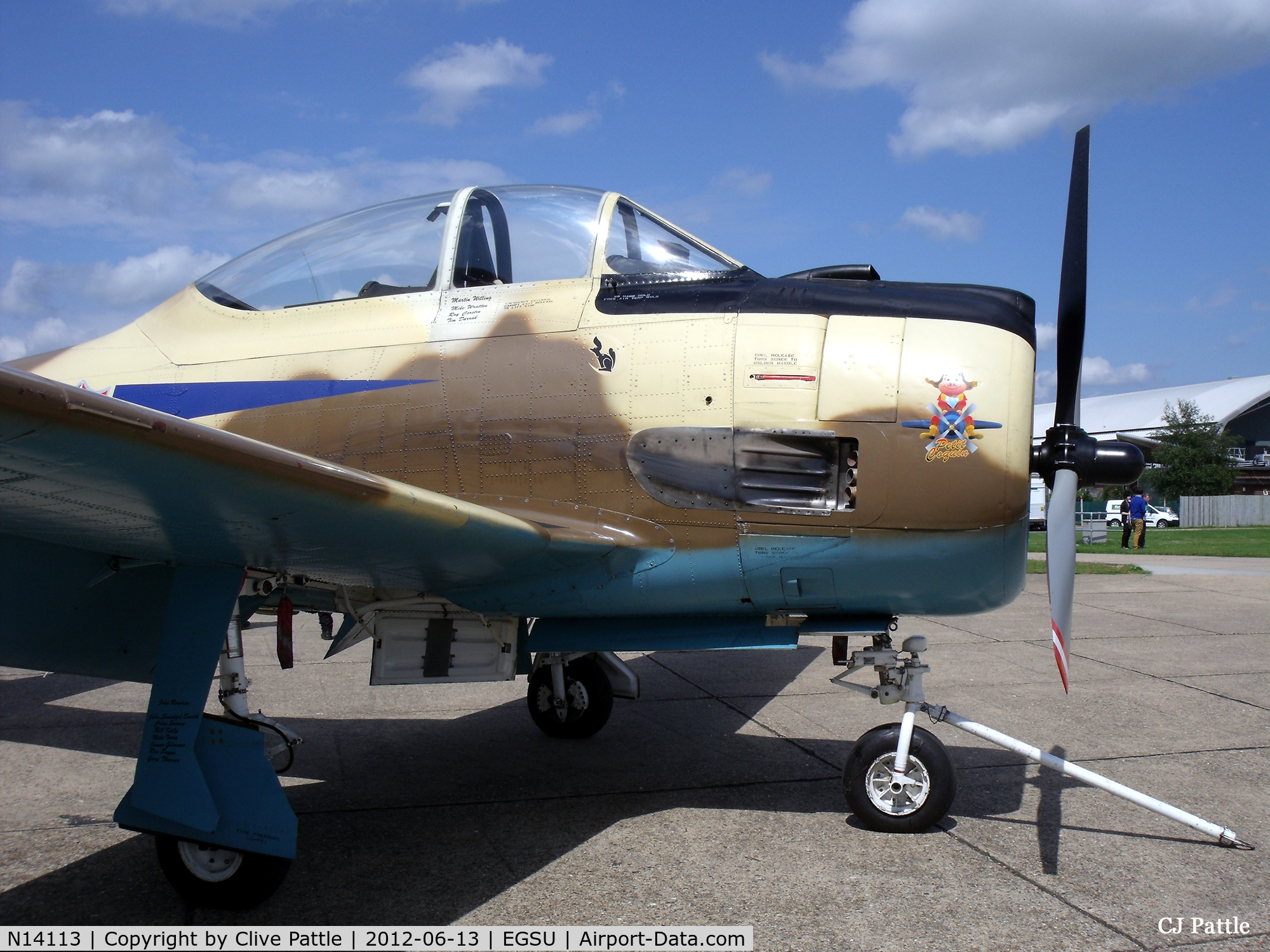 N14113, 1951 North American T-28A Fennec C/N 81-1, Ready to be towed to the flightline at Duxford EGSU