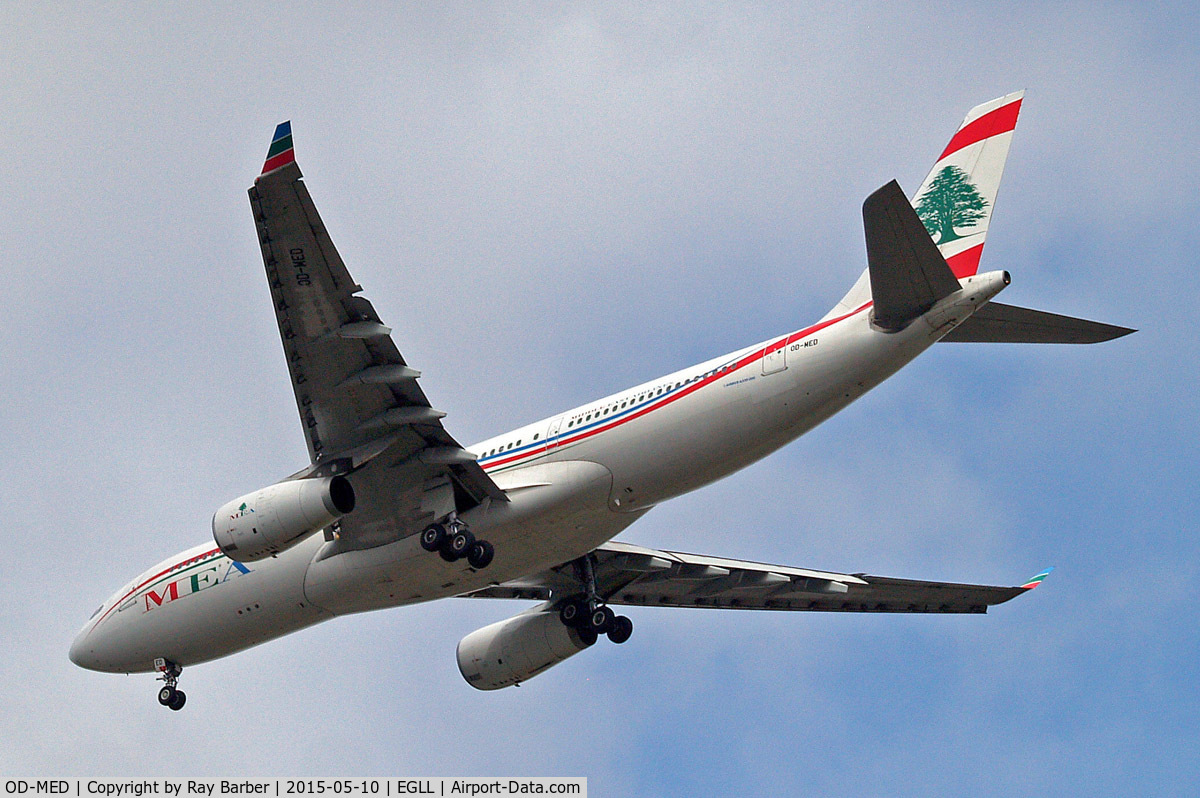 OD-MED, 2008 Airbus A330-243 C/N 926, Airbus A330-243 [926] (Middle East Airlines) Home~G 10/05/2015. On approach 27R.