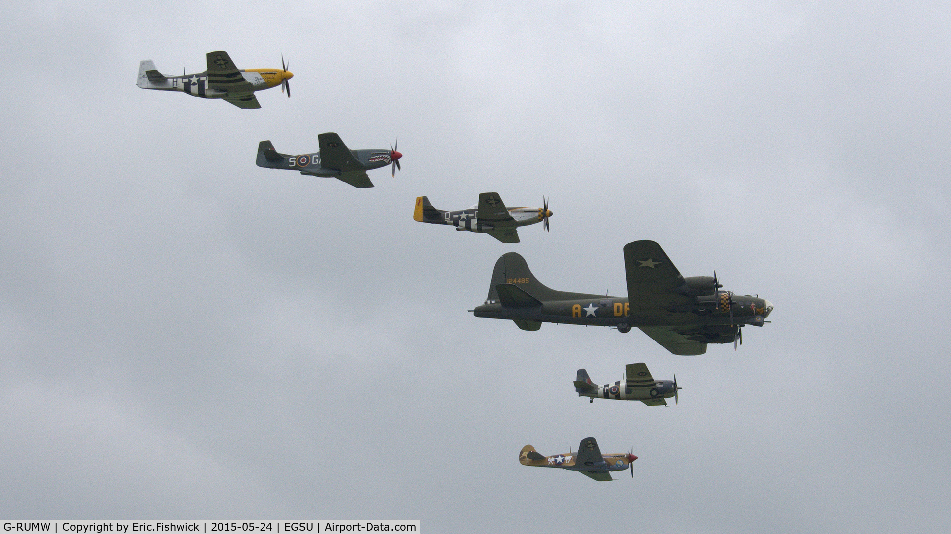 G-RUMW, 1944 General Motors (Grumman) FM-2 Wildcat C/N 5765, 45 G-RUMW participating in precision formation flying during the VE Day Salute at The IWM VE Day Anniversary Air Show, May 2015.