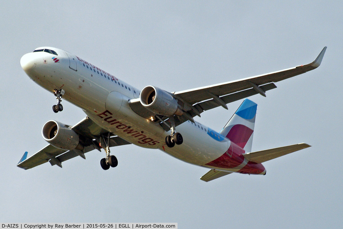 D-AIZS, 2013 Airbus A320-214 C/N 5557, Airbus A320-214(SL) [5557] (Eurowings) Home~G 26/05/2015. On approach 27R